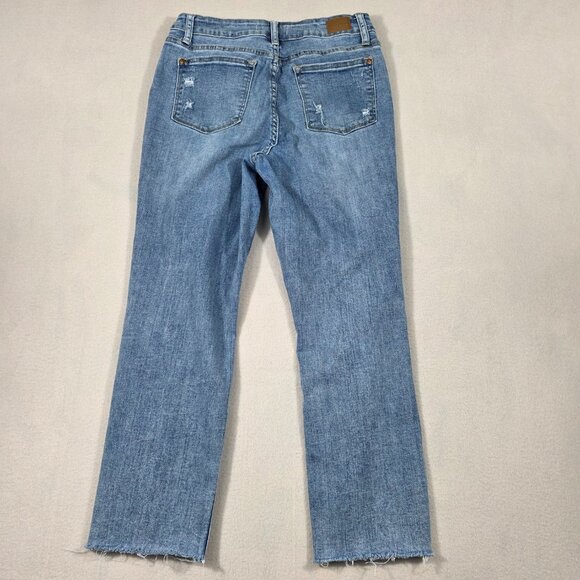 Judy Blue Jeans Womens 7/28 Blue Denim Boyfriend Fit Distressed Stretch Mid - Picture 3 of 16